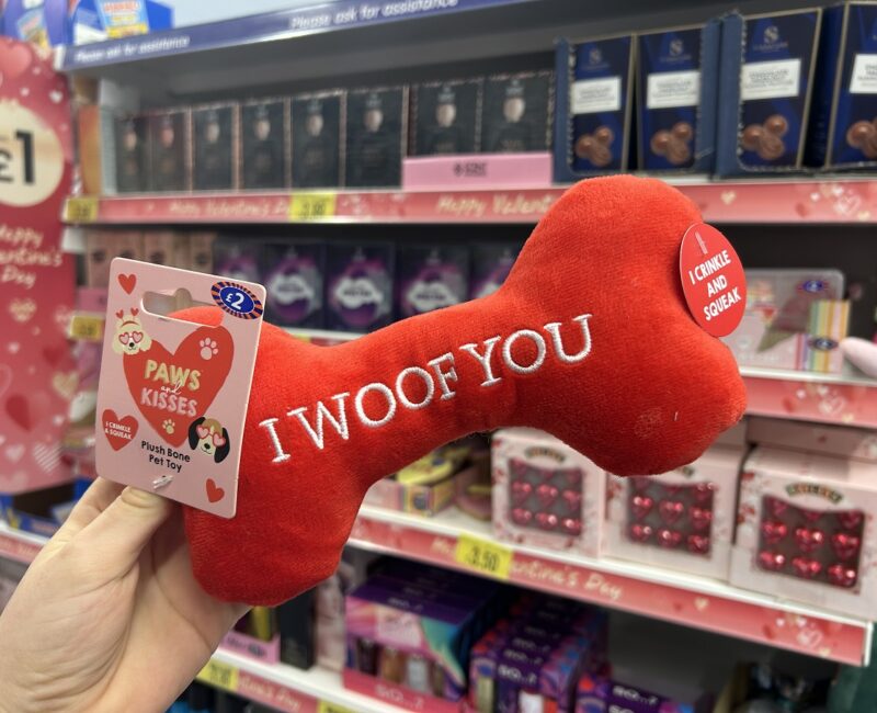 Red dog toy at B&M