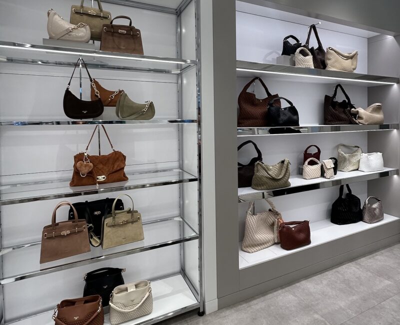 Store displaying the new Spring collection of bags at Dune